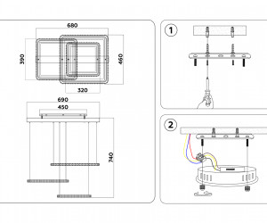 FA1761/3 GD золото 180W 3000K+6400K/3000K/6400K/4200K+4200K 680*460*740 (ПДУ РАДИО 2.4G)