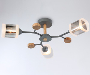 TR3033231/3 GR/LW/SM серый/светлое дерево/дымчатый E27*3 max 60W D700*180