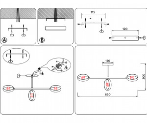TR8228/3 WH/SB белый/бронза E27/3 max 40W 660*165*300