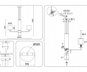 LH56011/5 BS/FR латунь/белый матовый E14*5 max 40W D640*1260