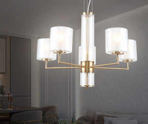 LH56011/5 BS/FR латунь/белый матовый E14*5 max 40W D640*1260