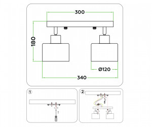 TR8141/2 WH белый E27*2 max 40W 340*120*180