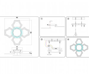 FA576/4+1 DCH черный хром 106W 620*620*120 (ПДУ РАДИО 2.4G)