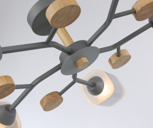 TR3033233/5 GR/LW/SM серый/светлое дерево/дымчатый E27*5 max 60W D700*180