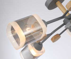 TR3033233/5 GR/LW/SM серый/светлое дерево/дымчатый E27*5 max 60W D700*180