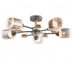 TR3033233/5 GR/LW/SM серый/светлое дерево/дымчатый E27*5 max 60W D700*180