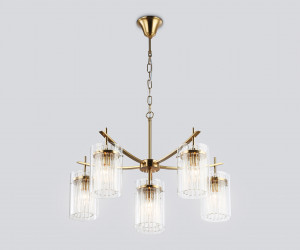 LH56031/5+1 BS/CL латунь/прозрачный E14*6 max 40W D680*1200