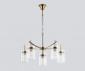 LH56031/5+1 BS/CL латунь/прозрачный E14*6 max 40W D680*1200