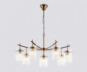 LH56033/7+1 BS/CL латунь/прозрачный E14*8 max 40W D790*1200