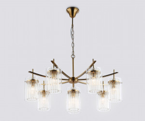 LH56033/7+1 BS/CL латунь/прозрачный E14*8 max 40W D790*1200