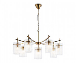 LH56033/7+1 BS/CL латунь/прозрачный E14*8 max 40W D790*1200