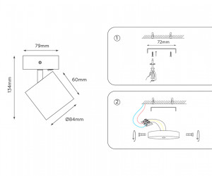 TA133 BK черный GX53 max 12W D79*134*D84