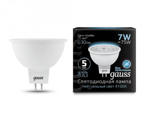 Лампа Gauss LED MR16 GU5.3 7W 4100K 1/10/100