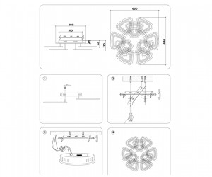 FA8893/6+3 BK/CH черный/хром 210W 3000K/4200K/6400K 650*640*130 (ПДУ РАДИО 2.4G)