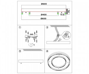 FL5822 BK черный 55W 3000K/4200K/6400K D600*75 (без ПДУ)