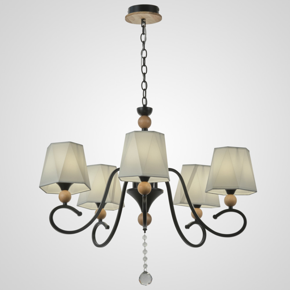 Подвесная люстра PL6238-5 BK+Wood 000060428