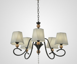 Подвесная люстра PL6238-5 BK+Wood 000060428