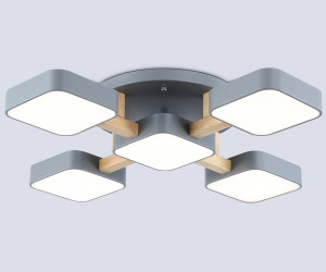 FL4882/5 GR/WD серый/дерево 90W 3000-6000K 675*675*110 (без ПДУ)