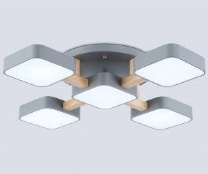 FL4882/5 GR/WD серый/дерево 90W 3000-6000K 675*675*110 (без ПДУ)