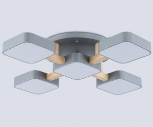 FL4882/5 GR/WD серый/дерево 90W 3000-6000K 675*675*110 (без ПДУ)