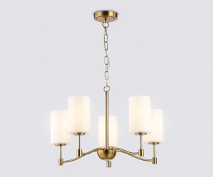 LH56051/5 BS/FR латунь/белый матовый E14*5 max 40W D590*950