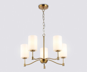 LH56051/5 BS/FR латунь/белый матовый E14*5 max 40W D590*950