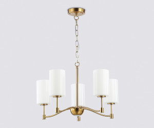 LH56051/5 BS/FR латунь/белый матовый E14*5 max 40W D590*950