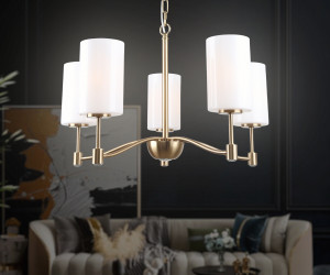 LH56051/5 BS/FR латунь/белый матовый E14*5 max 40W D590*950