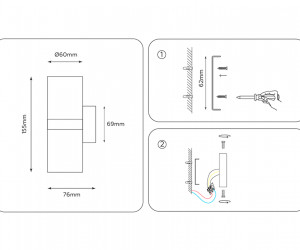FW242/2 WH/GD белый/золото GU10*2 max 12W 155*60*76