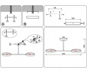 TR8243/2 WH/LWD белый/светлое дерево E27/2 max 40W 590*165*220