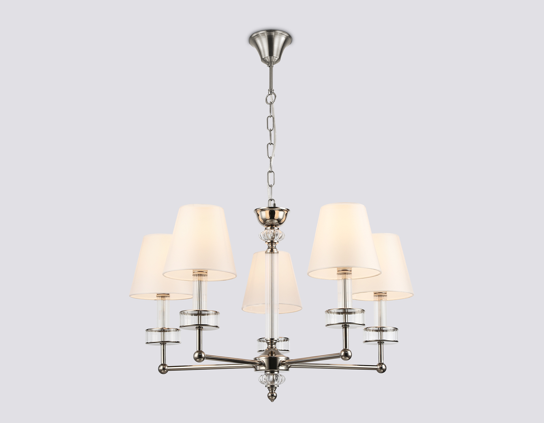 LH71001/5 BN/WH никель/белый E14*5 max 40W D670*1130