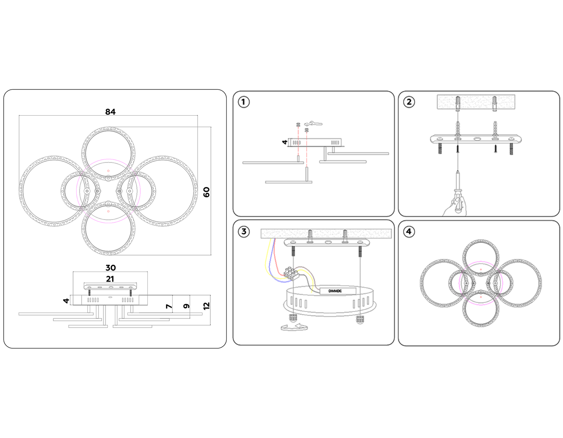 FA413/4+2 CH хром 132W 840*600*120 (ПДУ РАДИО 2.4G)