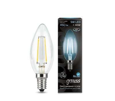 Лампа Gauss LED Filament Candle E14 5W 4100К 1/10/50