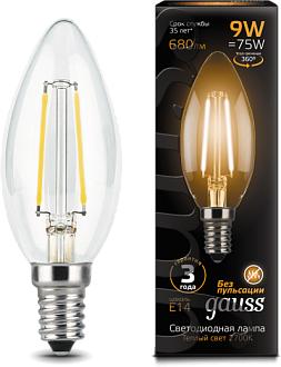 Лампа Gauss LED Filament Candle E14 9W 2700К 1/10/50