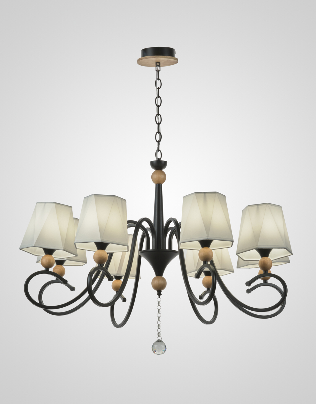 Подвесная люстра PL6238-8 BK+Wood 000060429