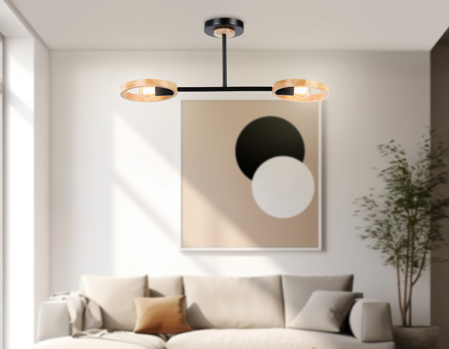 TR8244/2 BK/LWD черный/светлое дерево E27/2 max 40W 590*165*220