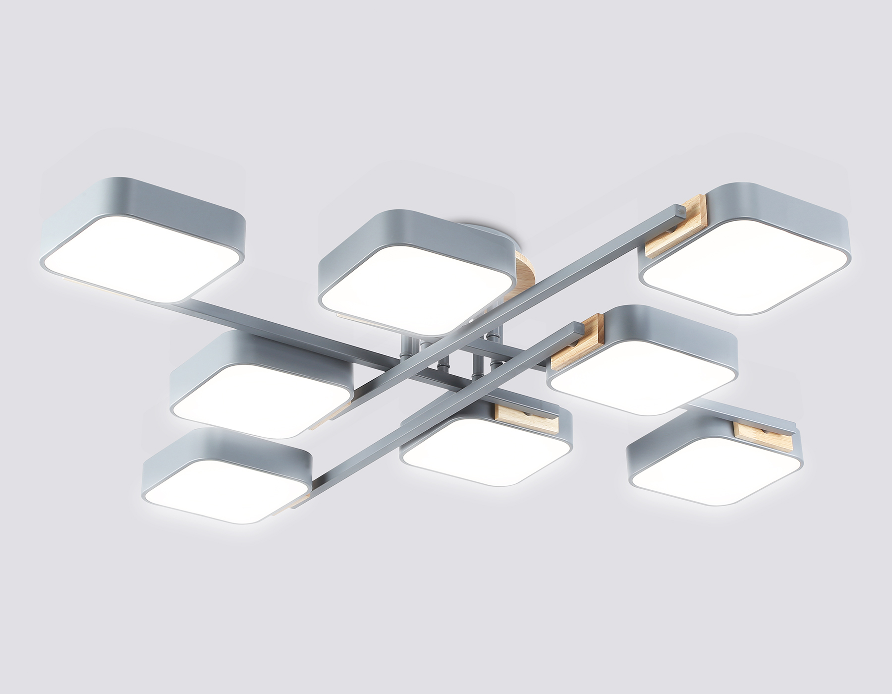 FL4889/8 GR/WD серый/дерево 144W 3000-6000K 960*960*160 (без ПДУ)
