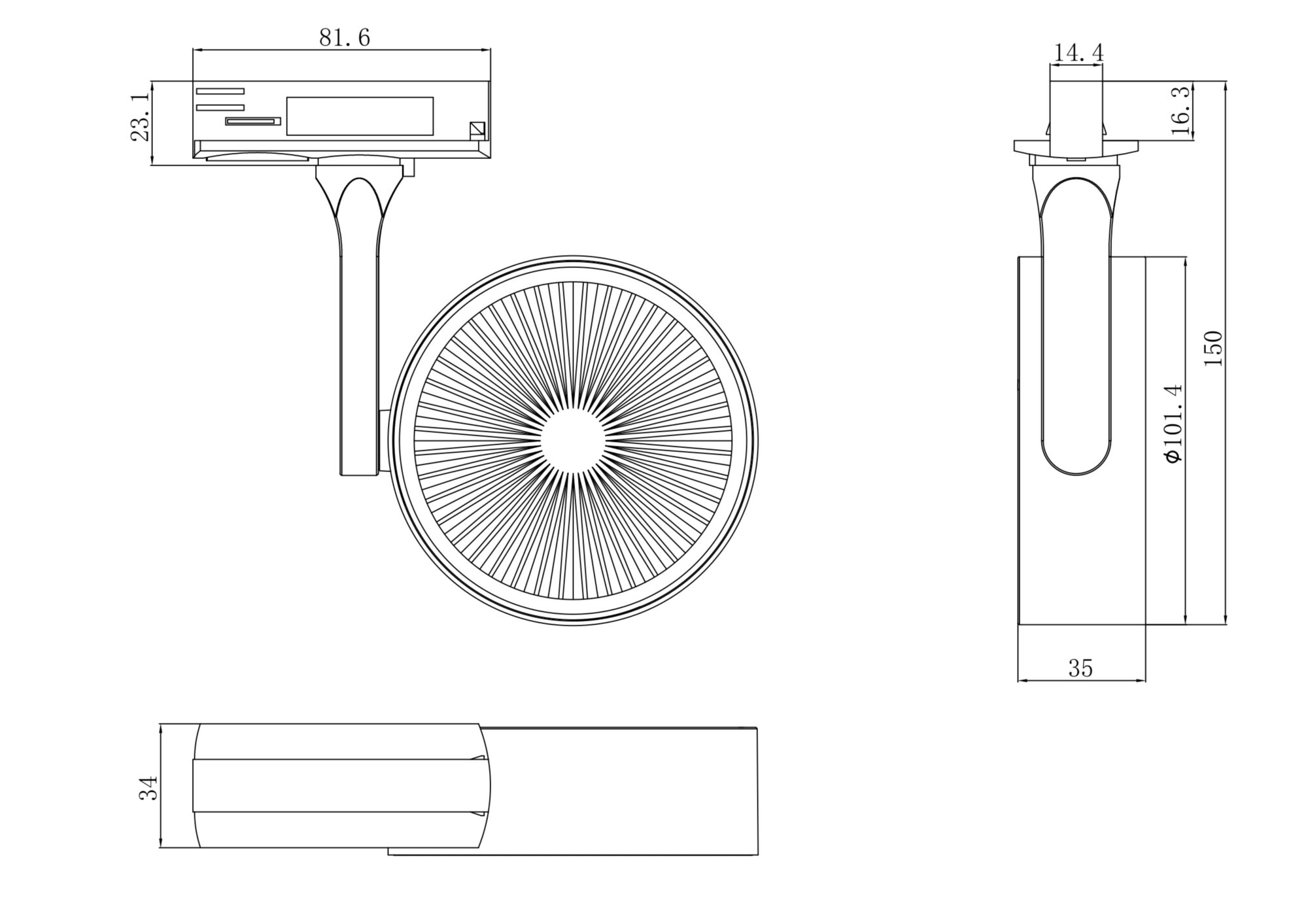 Трековый светильник Technical TR024-1-18B3K
