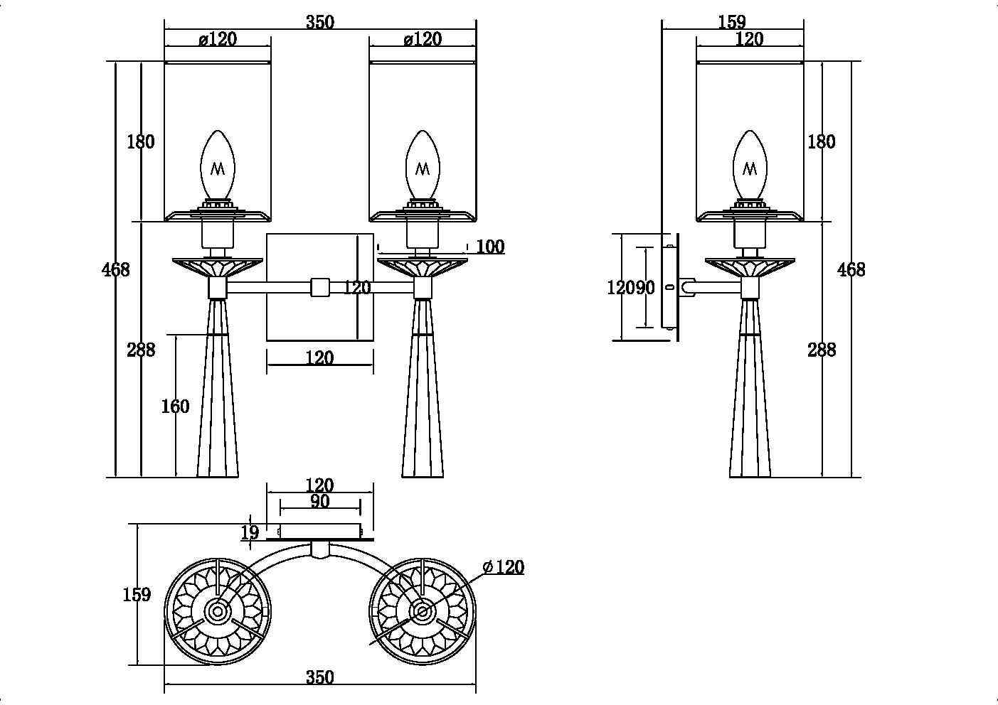 Настенный светильник (бра) Maytoni MOD224WL-02BS