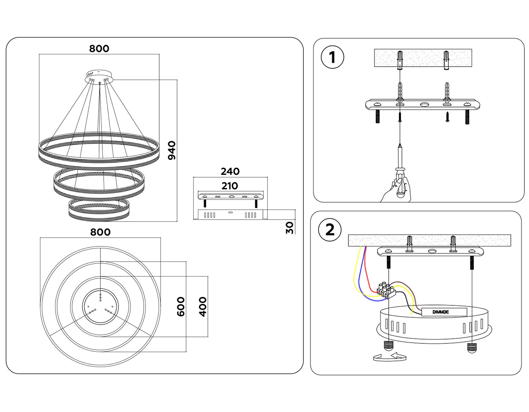 FA6183/3 GD золото 245W 3000K+6400K/3000K/6400K/4200K+4200K D800*940 (ПДУ РАДИО 2.4G)