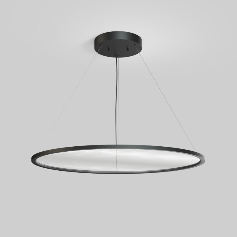 Подвесной светильник горизонтальный VEIL, 80 Вт, ?1000?В1500 мм, LED 2700-6000K, IP20, пульт Д/У (в комплекте), черный, алюминий, акрил