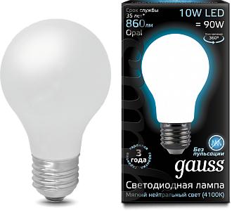 Лампа Gauss LED Filament A60 OPAL E27 10W 4100К 1/10/40