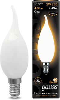 Лампа Gauss LED Filament Candle Tailed OPAL E14 5W 2700К 1/10/50