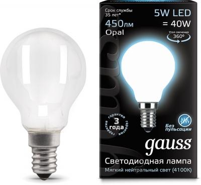 Лампа Gauss LED Filament Globe OPAL E14 5W 4100K 1/10/50