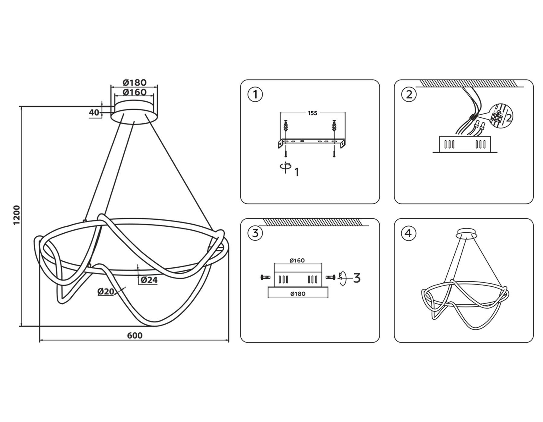 FL10501 DCH черный хром 3000K/4200K/6400K 74W D600*1200 (ПДУ РАДИО 2.4G)