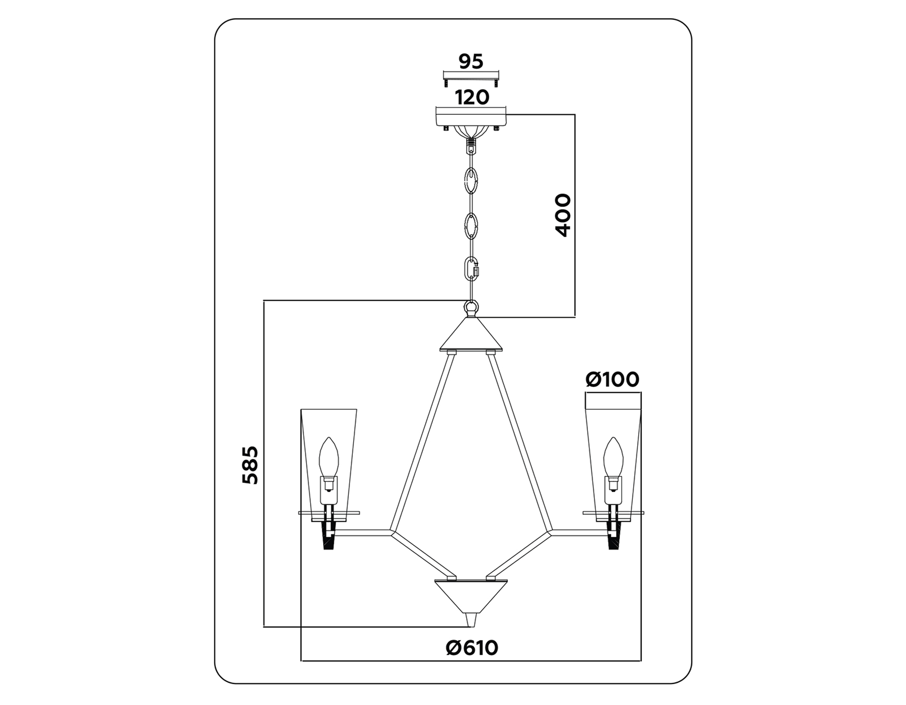 TR3237/6 BK черный E14/6 max 40W D610*585