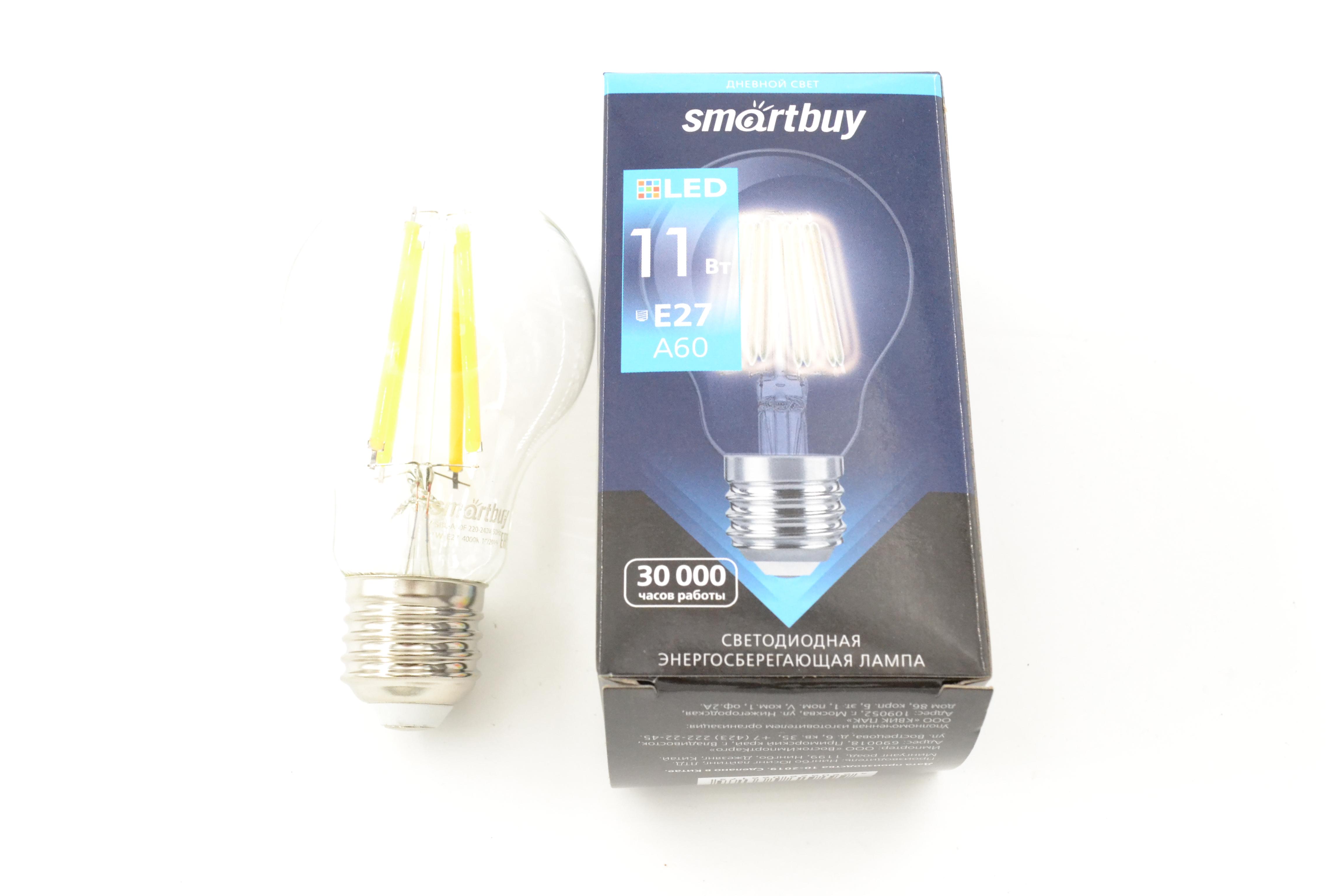 Светодиодная (LED)FIL Лампа Smartbuy-A60-11W/4000/E27 (SBL-A60F-11-40K-E27)