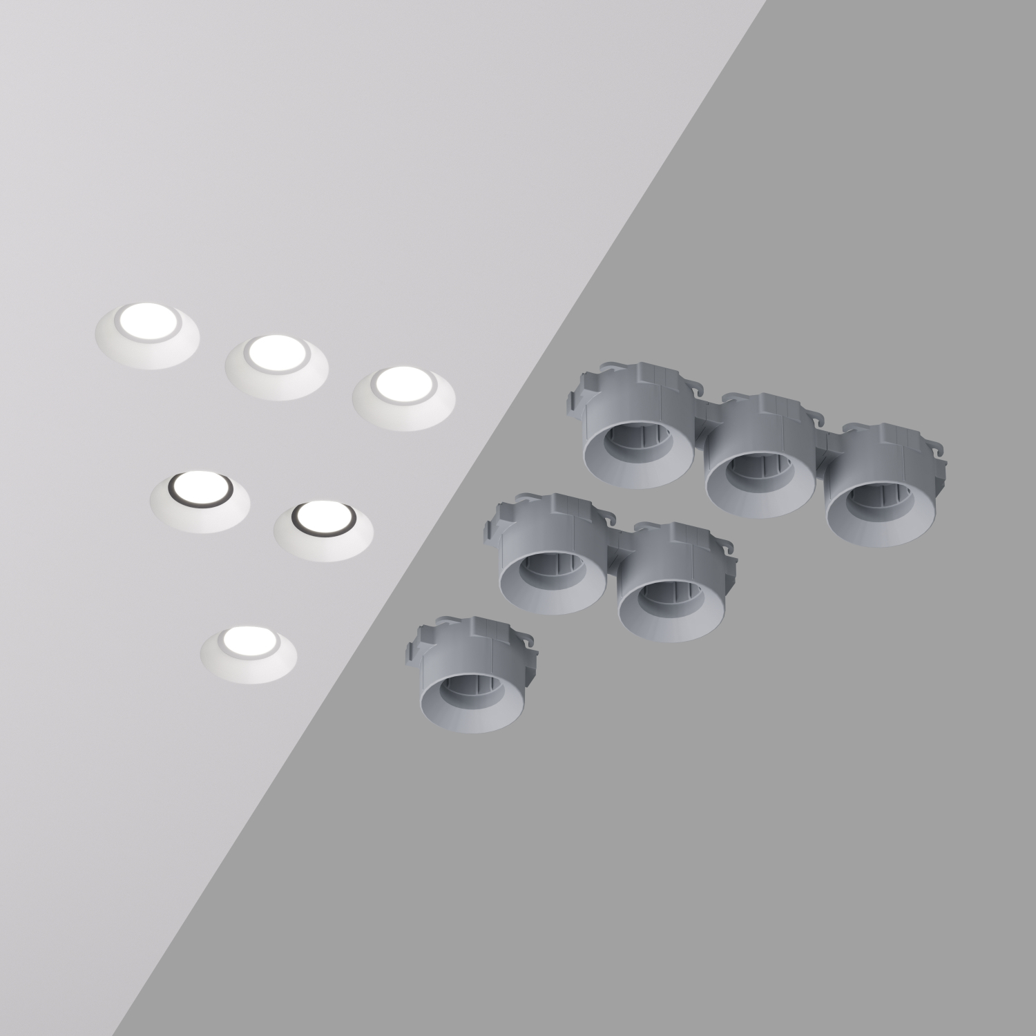 DK2081-WH Встраиваемый точечный светильник для натяжных ПВХ потолков INVIZ, IP 20, до 9 Вт, GU10, LED, белый, ABS-пластик