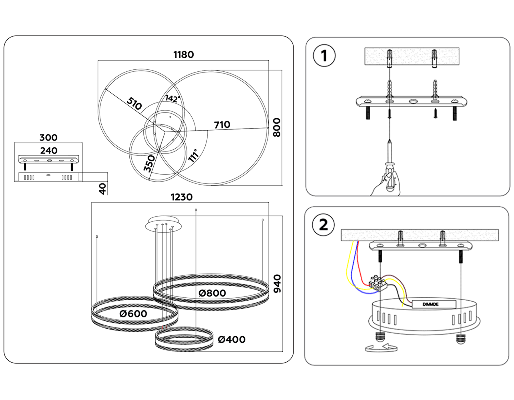 FA6203/3 GD золото 245W 3000K+6400K/3000K/6400K/4200K+4200K 1230*800*940 (ПДУ РАДИО 2.4G)