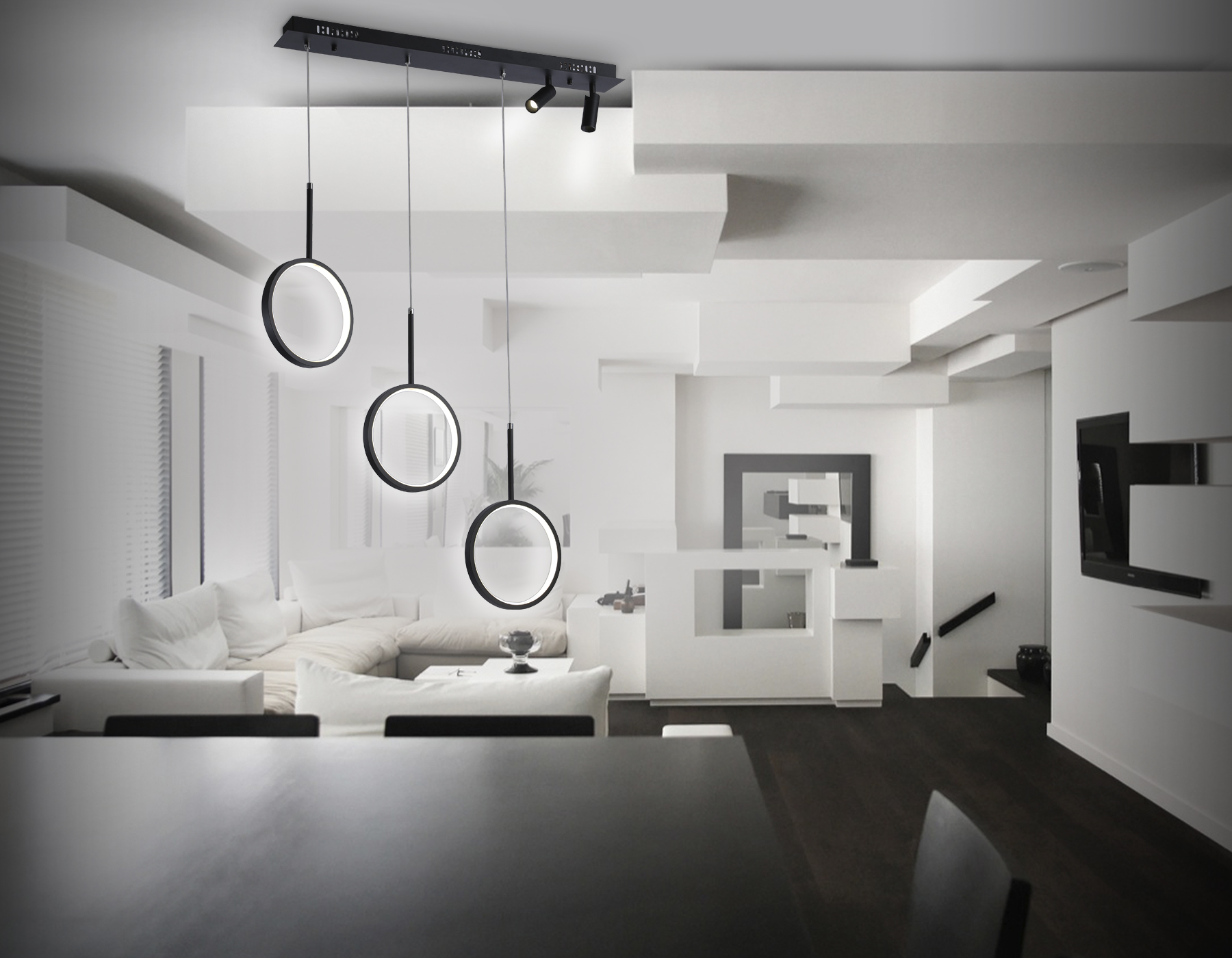 FL5278/3+2 BK черный 59W 3000K/4200K/6400K+4200K 800*20*1200 (ПДУ ИК)